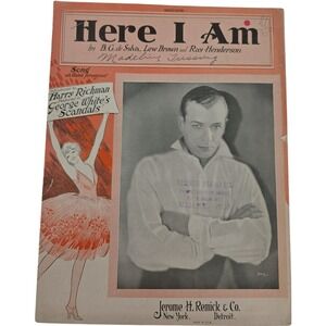 Vintage 1926 Sheet Music Here I Am Harry Richman George White Scandals